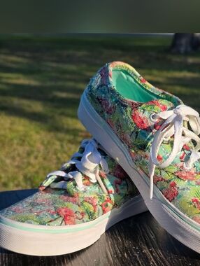 CUSTOM Holographic Flamingo Vans Kids Size 3